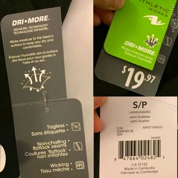 NEW Cami Bralette Racerback Straps Removable Pads Small Black Women NWOT - Picture 3 of 16